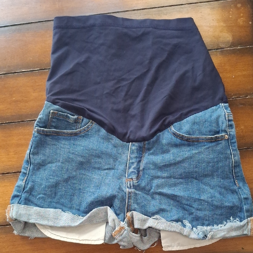 Pinkblush Navy Overband Maternity Denim Shorts